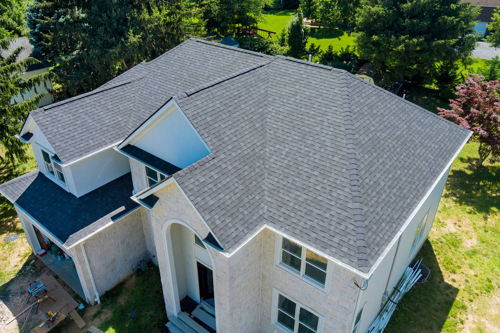 Aerial,View,Of,Asphalt,Shingles,Construction,Site,Roofing,The,House